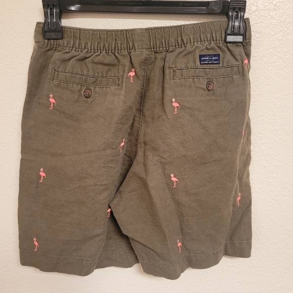 Janie and Jack Green Linen Blend Shorts With Flamingos - Picture 5 of 6